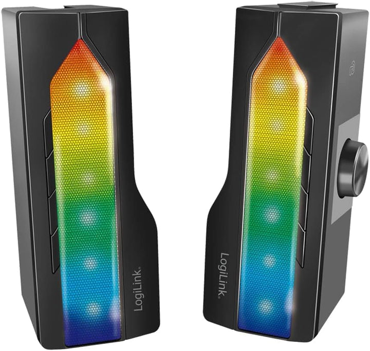 Logilink Mobile Soundbar Mit Party Licht, 2-In-1 Gaming Sound System, Anschluss Über Bluetooth V5.0 Oder 3,5Mm Stereo Klinke, Schwarz