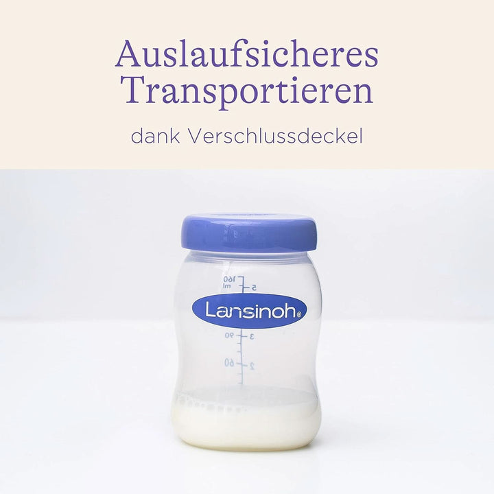 Lansinoh Muttermilchflaschen, 4 Stück - Zur Sicheren Aufbewahrung Von Muttermilch Und Brei - 160 Ml