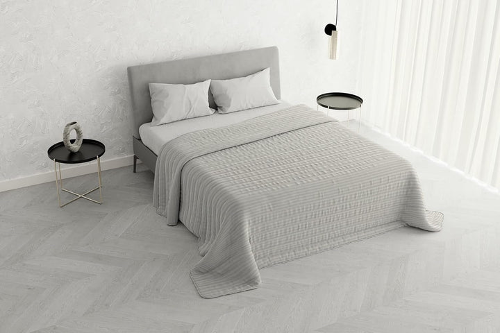 Cuvertură de vară Satin Stripes, poliester, crem, 260X250 Cm Plapumi si pilote Naty Shop