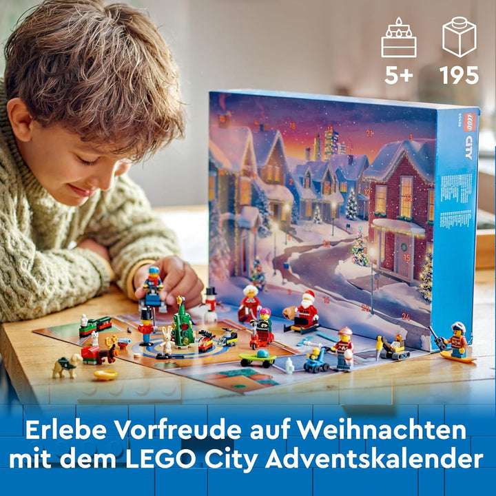 LEGO City Advent Calendar 2024, cadou de Advent pentru copii de la 5 ani, 24 de surprize, minifigurine în salopete de Crăciun, Moș Crăciun și doamna Moș Crăciun, cadou de Crăciun 60436