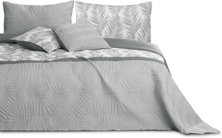 Ameliahome Cuvertură de pat Cuvertură de pat 170X210 Cm Două fețe Ușor de îngrijit Cuvertură de pat Model de plante Verde Alb Tropical Bonaire Paturi si Cuverturi Besuche den AmeliaHome-Store Tropical Bonaire Gri Alb 260 X 280