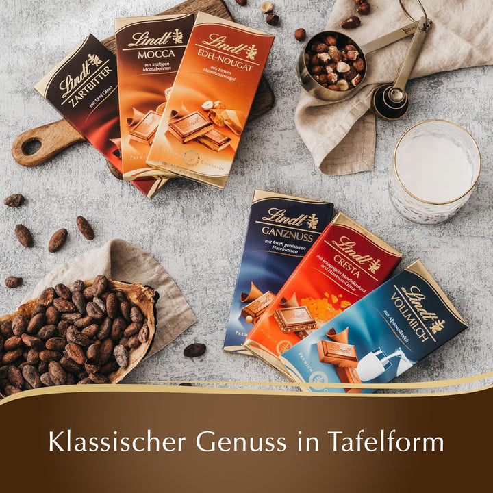 Lindt Schokolade Cresta Tafel 100G | Vollmilch-Schokolade Mit Knusprigem Mandelkrokant Und Haselnuss-Crème | Schokoladentafel | PROMO