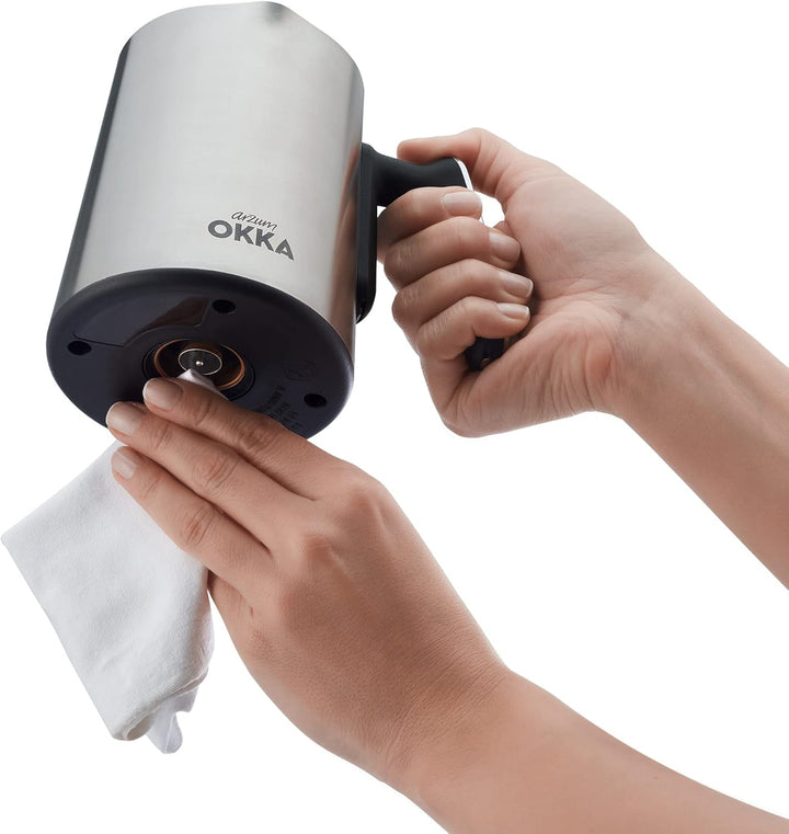 Cafetieră turcească Arzum OKKA Minio, aparat Mocha, 1-4 căni, cană din oțel inoxidabil de 300 ml, protecție la preaplin, sistem inteligent de preparare, cană lavabilă, 480 W, crom