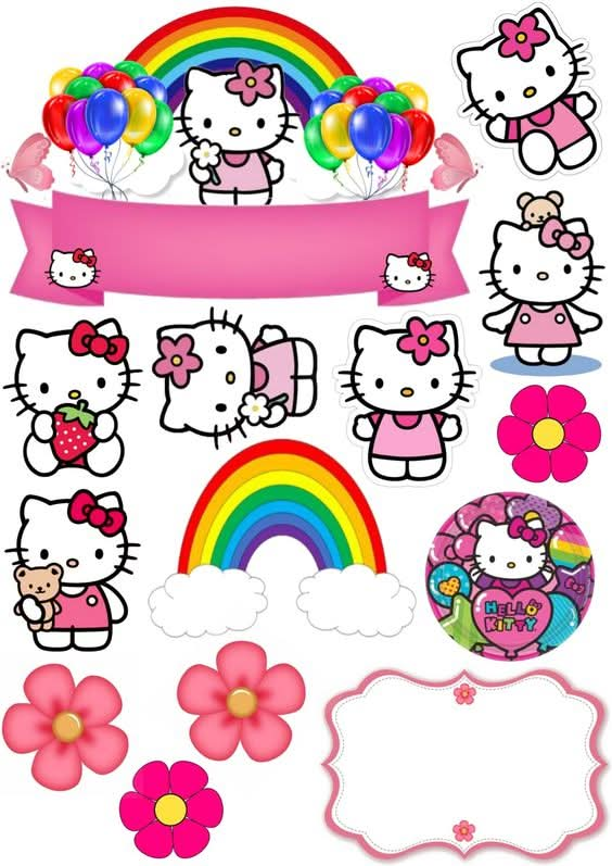 Imagine comestibila, vafa sau icing, format A4, Hello Kitty - Naty Shop 