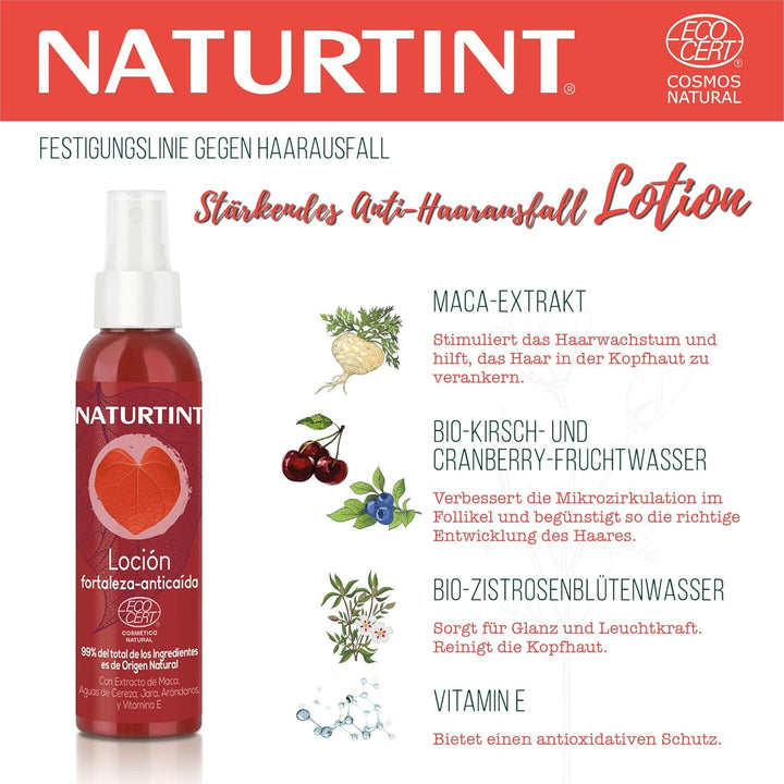 Naturtint. Stärkende Anti-Haarausfall-Lotion | Kräftigt, Verleiht Dichte Und Erhöht Den Glanz | 99% Natürliche Inhaltsstoffe | Frei Von Silikonen Und Parabenen - 125 Ml