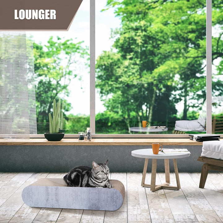 Zgâriată pentru pisici Fluffydream, carton, pat de relaxare, design în formă de os, reciclabilă, carton ondulat, stabilă și durabilă, protector pentru mobilă, reversibilă, gri