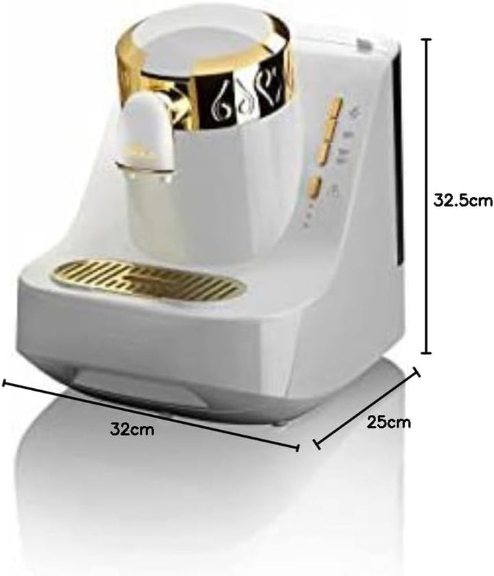 Arzum OKKA OK008-B APARAT DE CAFEA TURCESC, Aparat de cafea complet automat, 2 cești de cafea, Alb