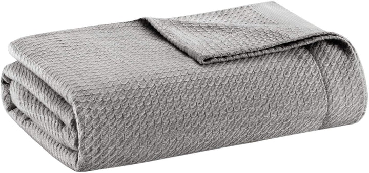 Madison Park 100% bumbac egiptean, respirabil, pătură confortabilă, tricotat premium, sezon de lux, acoperire ușoară pentru pat, canapea și canapea, pat Full/Queensize, Rose Plapumi si pilote Naty Shop Gri Full/Queen (90"X90")