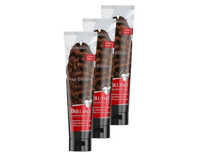 Brillance Shine Treatment, Hair Glossing Radiant Violet (150 ml), hrănește și intensifică culoarea părului, poate fi folosit ca o mască de păr, durează până la 6 spălări ale părului Vopsea pentru par Naty Shop Ciocolată maro 150 ml (pachet de 3)