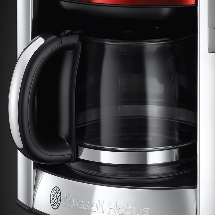 Russell Hobbs 23240-56 Luna Solar Red Digital Glass, Tehnologie cu cap de duș, Sistem de încălzire rapidă, Cafetieră, Oțel inoxidabil/Plastic, 1,5 litri, Roșu