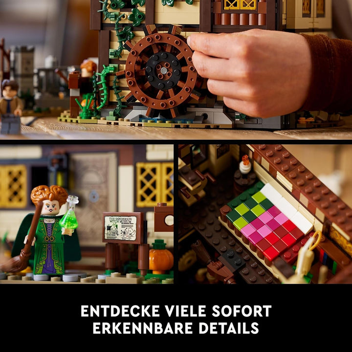 LEGO Ideas Hocus Pocus: Setul casei vrăjitoarelor surorilor Sanderson, kit de colecție pentru adulți cu casă, 6 minifigurine și accesorii, femei și bărbați 21341