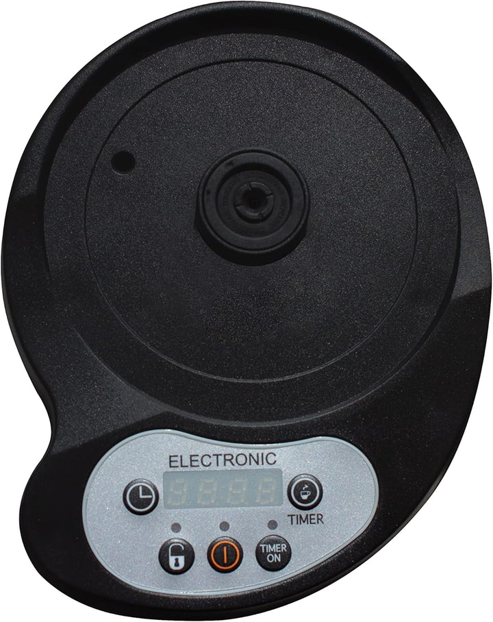 Cafetieră electrică italiană cu 3 căni, cafetieră electrică programabilă Mocha cu temporizator, oprire automată, cafea fierbinte timp de 30 de minute, aluminiu negru (cu temporizator)