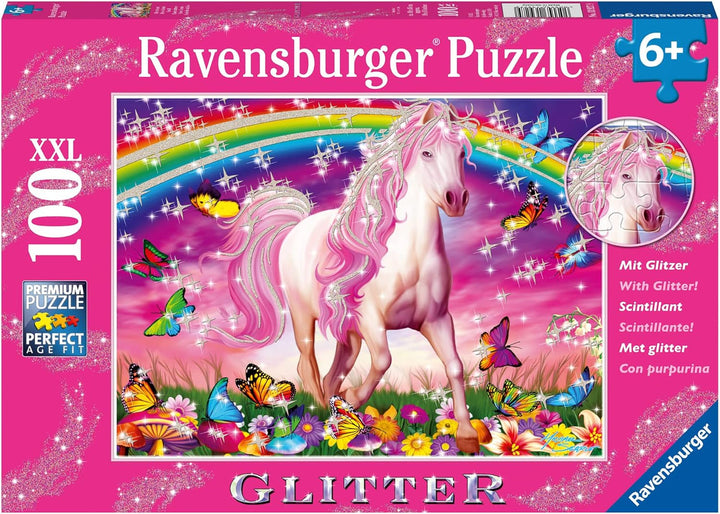 Ravensburger children's puzzle - 13927 Horse Dream - Puzzle cu cai pentru copii de la 6 ani în sus, Cu 100 de piese în format XXL, Cu sclipici