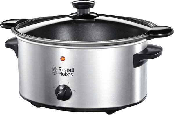 Russell Hobbs Slow Cooker [Antihaftbeschichteter 3,5L Gartopf] Schongarer Edelstahl (3 Temperatureinstellungen & Warmhaltefunktion, 160 Watt) Slowcooker 22740-56