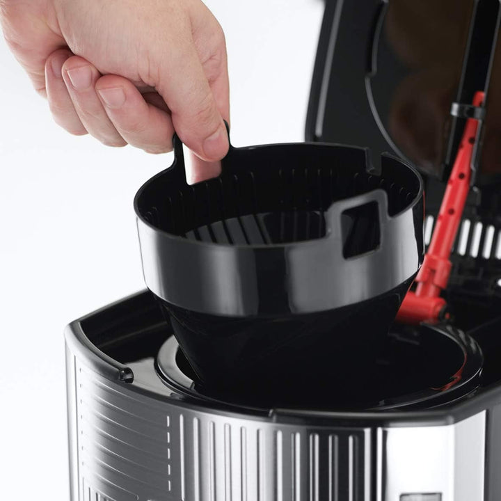 Russell Hobbs 25270-56 Geo Steel Cafetier digital din sticlă, 1000 W, oțel inoxidabil, 1,5 litri