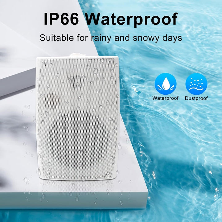Herdio 6,5 Zoll Bluetooth-Outdoor Lautsprecher Wasserdicht Mit Leistungsstarken Bass Wandmontage Lautsprechern Allwetter-Haltbarkeit Für Innen Im Freien Im Freien Home Deck Veranda (Paar, Weiß)