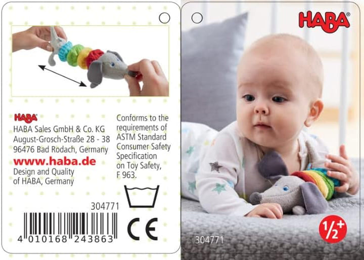 HABA 304771 - Zornăitor figurină teckel, jucărie pentru copii din țesătură cu motor zornăitor, jucărie de la 6 luni Jucarii Bebe Naty Shop