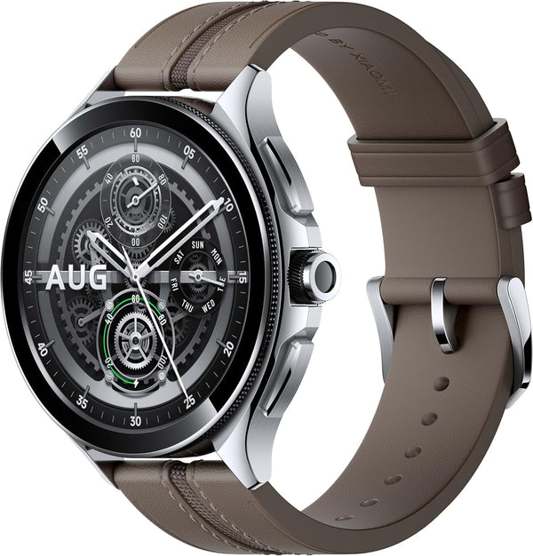 Xiaomi Watch 2 Pro - carcasă argintie Bluetooth® cu curea din piele maro