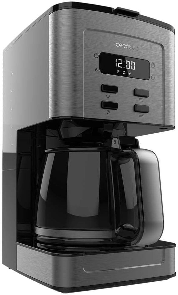 Espressor Cecotec Coffee cu 56 de ore de funcționare, 800 W, programare cafea, oțel inoxidabil, ecran LCD, protecție anti-picurare, capacitate 1,3 l, 12 cești, oprire automată, rezervor cu fereastră