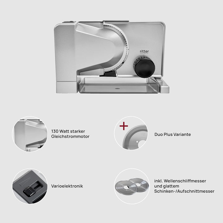 Ritter Serano 7 Duo plus Elektrischer Allesschneider & Aufschnittmaschine Aus Vollmetall, Made in Germany