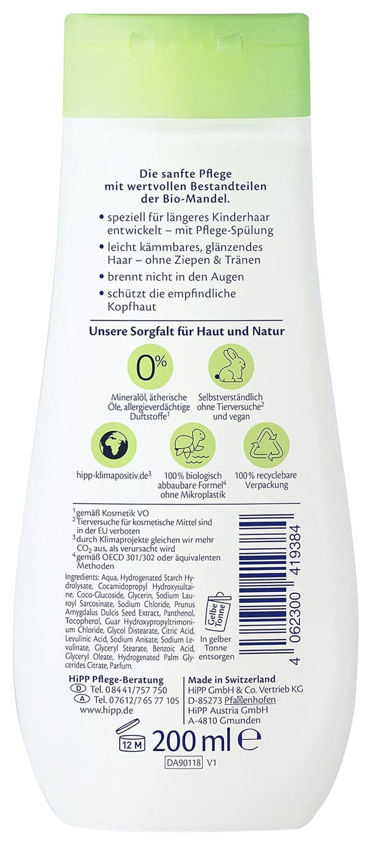HiPP Baby Șampon + balsam delicat, pachet de 6 (6 x 200ml)