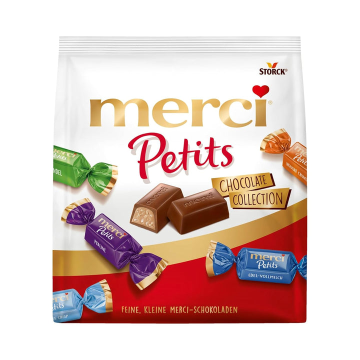 Merci Petits Chocolate Collection – 1 X 1000G – Mix Aus Nicht Gefüllten Und Gefüllten Schokoladen-Spezialitäten in Praktischer Runddose