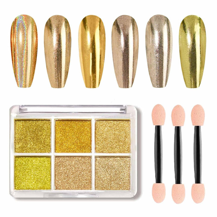 GZMAYUEN Chrom Pulver Für Nägel 6 Farbe Mirror Chrome Nail Powder Pigment Powder Nail Art
