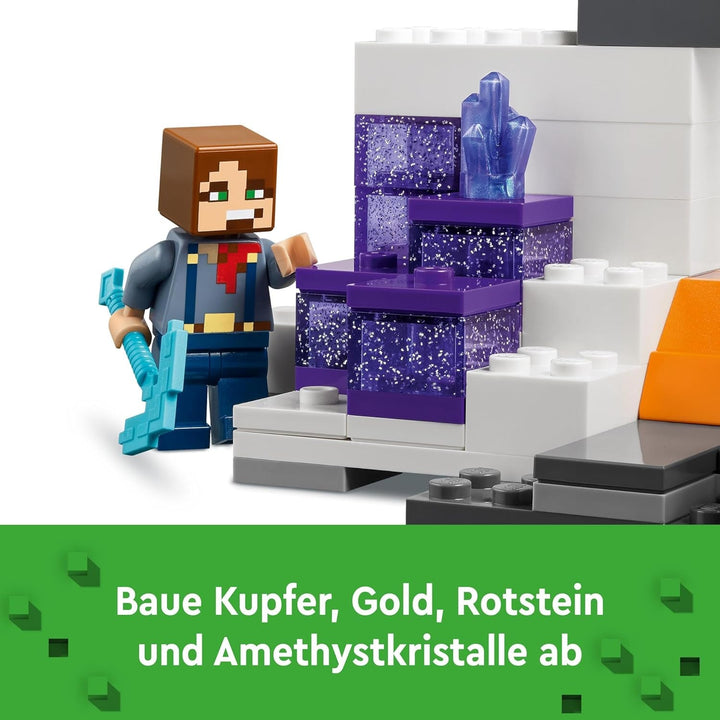 LEGO Minecraft Mina din Badlands, jucărie minieră pentru joc video, set pentru băieți și fete cu vârsta de peste 8 ani, cărămizi distractive de construcție, set de aventură, cadou de ziua de naștere 21263