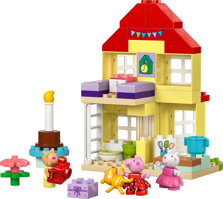 LEGO DUPLO Peppa's Birthday House: Jucărie creativă cu 3 figuri, casă de jucărie de construit și reconstruit pentru copii de la 2 ani, băieți și fete, promovează dexteritatea 10433