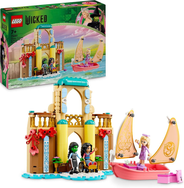 LEGO Wicked Glinda, Elphaba și Nessarose la Universitatea Shiz, barcă cu pânze și 3 figurine, barcă de jucărie, cadou pentru fete și băieți de la 7 ani, iubitorii casei de păpuși 75681