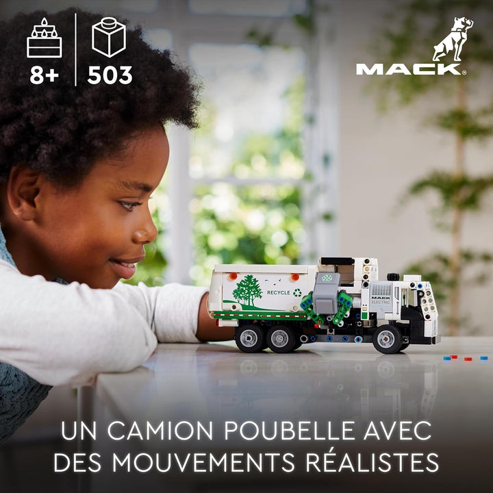 Autobasculantă electrică LEGO Technic Mack LR, model de autobasculantă pentru jocuri de rol de reciclare & Buldozer Technic Heavy Duty, buldozer de jucărie de construit