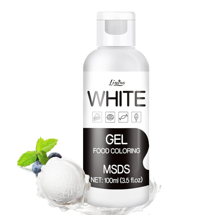 Lebensmittelfarbe Gel - 100Ml Gel Lebensmittel Farben Für Kuchen, Backen, Kekse, Macaron - Zuckerfrei Konzentrierte Farbe Food Coloring Für Tortendeko, Getränken, Osterei, DIY Slime (Weiß)