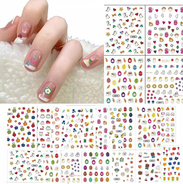 Autocolante drăguțe pentru unghii pentru copii, 20 de coli, autocolante 3D pentru unghii, flori strălucitoare în întuneric, decorațiuni colorate pentru unghii, autocolante pentru unghii, autocolante autoadezive pentru decorațiuni DIY, accesorii