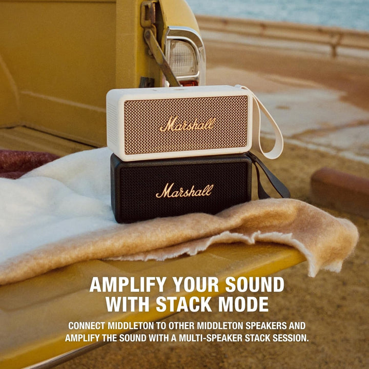 Marshall Middleton Difuzor Bluetooth portabil fără fir, peste 20 de ore de redare portabilă, rezistent la apă IP67 - Cream
