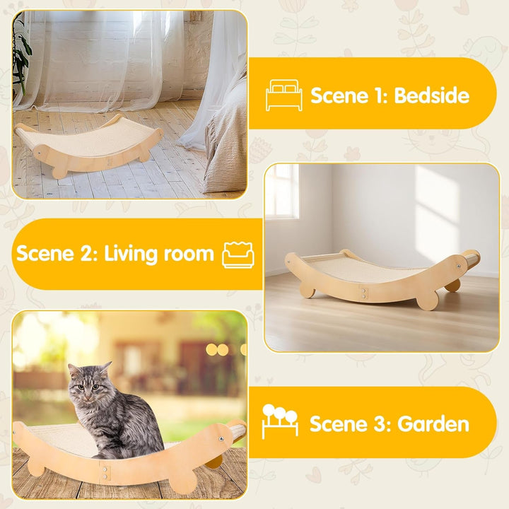 Zgâriator pentru pisici Partideal, covoraș curbat pentru zgâriat, placă de zgâriat din sisal, pat pentru pisici, pat pentru pisici din sisal natural, scaun curbat la 160° pentru pisici mari, pentru interior și exterior