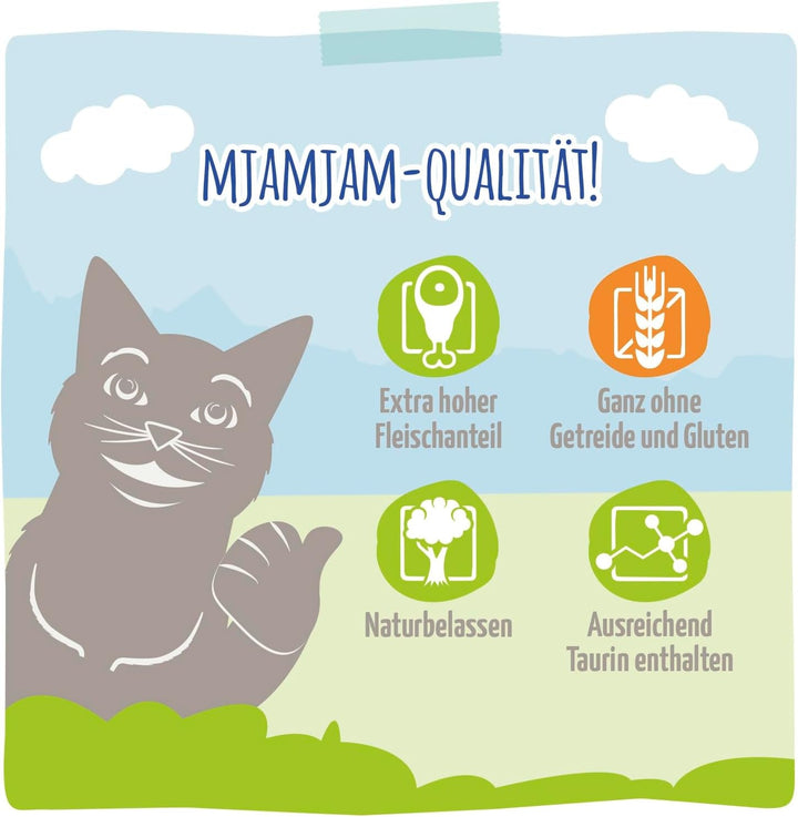 Mjamjam - Hrană umedă premium pentru pisici - Păstrăv rafinat cu pui suculent, pachet de 6 (6X200G), fără cereale