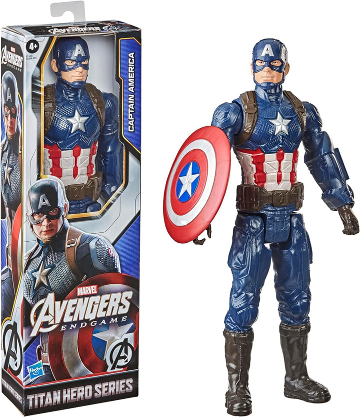 Marvel Avengers Titan Hero Series Captain America, figurină de acțiune înaltă de 30 cm, jucărie pentru copii cu vârsta de peste 4 ani