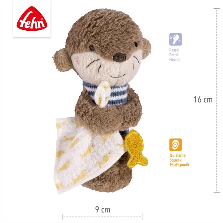 Fehn stick de prindere jucărie otter - jucărie de prindere jucărie de prindere pentru zăngănit, scârțâit, simțire și joc - un companion loial pentru bebeluși și copii mici de la 0+ luni Jucarii Bebe Naty Shop