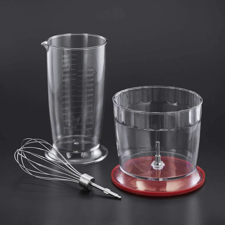 Russell Hobbs Stabmixer [3-In-1: Pürierstab/Zerkleinerer, Mixer- & Schneebesenaufsatz] Desire Rot (Bpa-Freies & Spülmaschinenfestes Zubehör, Für Smoothie, Suppen Saucen, Joghurt Babynahrung) 24700-56