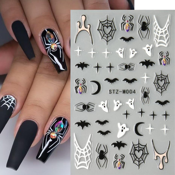 JMEOWIO Nagelsticker Halloween 6 Blatt Nail Art Sticker Selbstklebend Nagelaufkleber Dekoration Nageldesign Zubehör