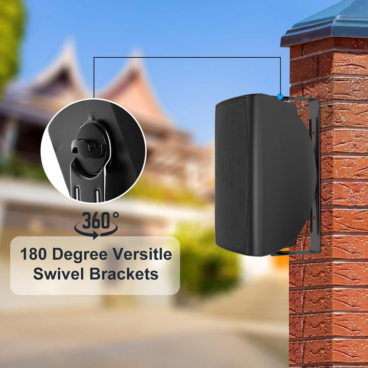 STUDIOFINIX Bluetooth Lautsprecher Im Freien, 6.5 Zoll Paar Wandhalterung Wasserdicht Für Innen/Außen, 400W (Schwarz)