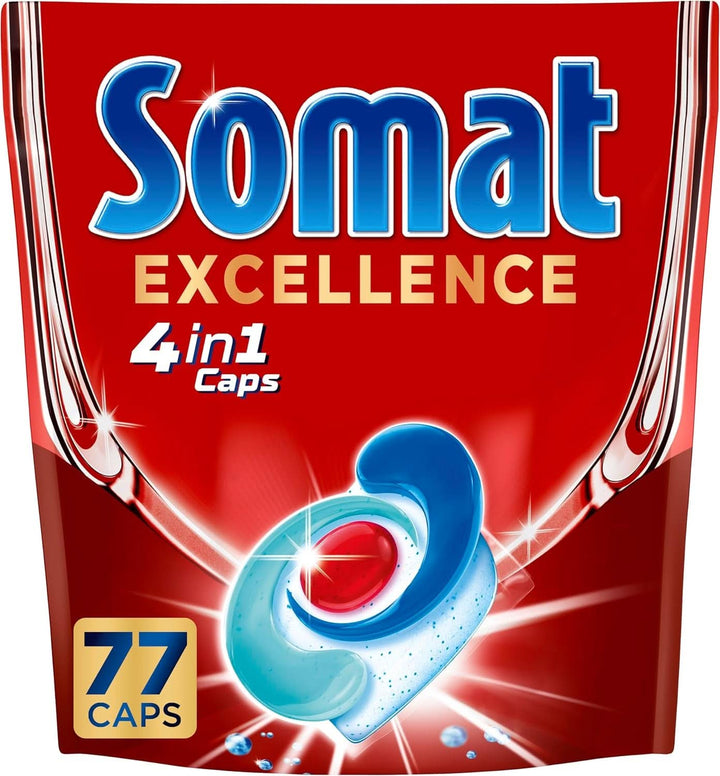 Somat Excellence 4In1 Caps (141 Caps), File pentru mașina de spălat vase cu dizolvare rapidă