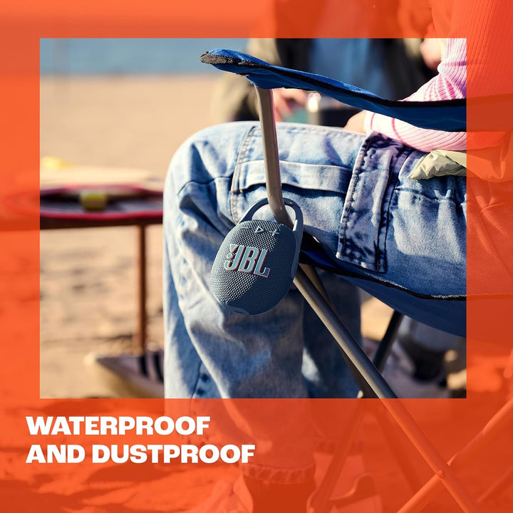 JBL Clip 5 - albastru - boxă portabilă Bluetooth cu sunet JBL Pro, bas profund și funcție Playtime Boost - rezistentă la apă și praf - 12 ore de funcționare