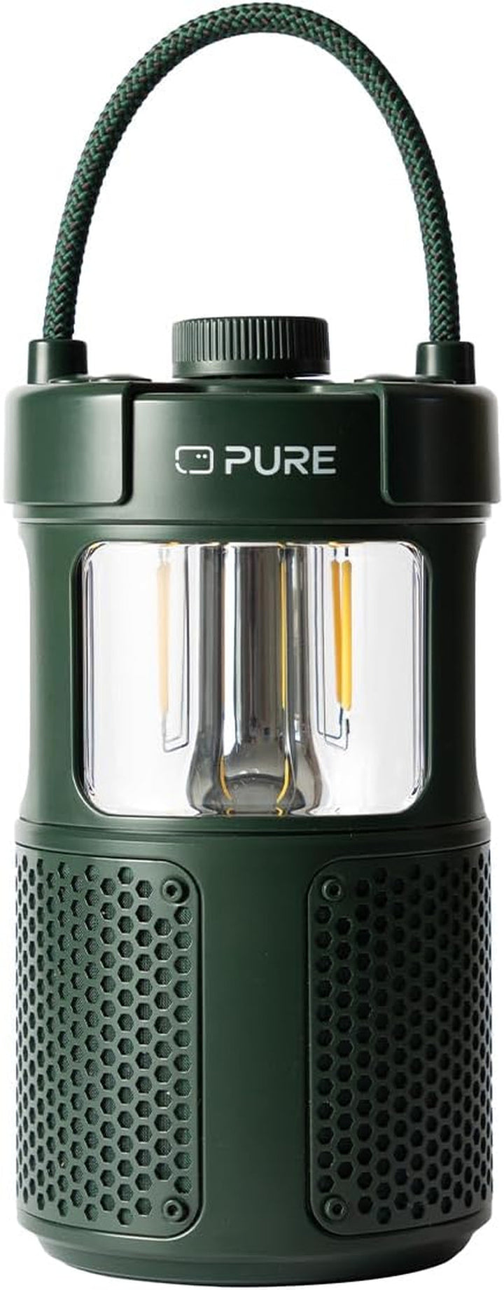 Difuzor de exterior Pure Woodland Glow cu lampă cu leduri (Bluetooth 5.3, sunet 360°, IPX6, portabil, baterie 14H - perfect pentru grădină și camping) Verde