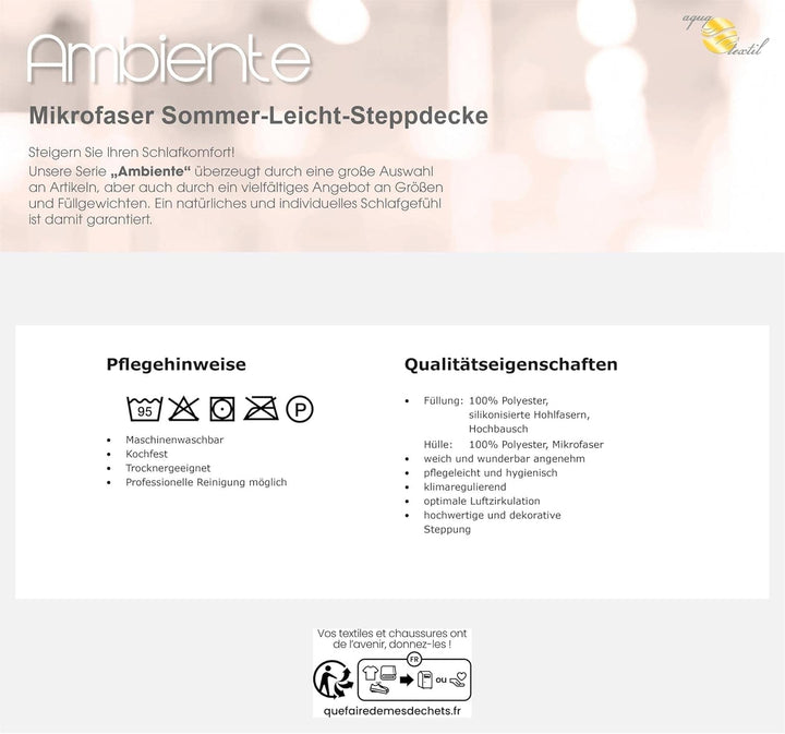 Ambiente vară plapumă ușoară 220 X 240 Cm Microfibre plapumă respirabil iarnă vară Plapumi si pilote Naty Shop