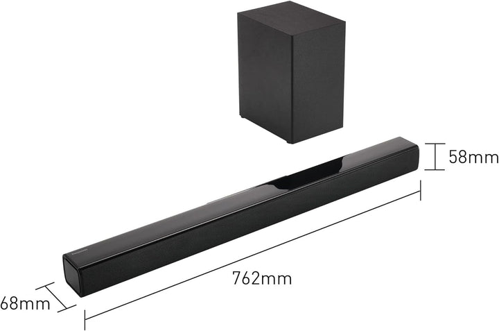 Panasonic SC-HTB150 Soundbar (Kabellos Und Verkabelt, Mit Kabellosem Subwoofer, 2.1-Kanal, Soundbar-Lautsprecher, 100 W, Bassreflex, HDMI), Schwarz