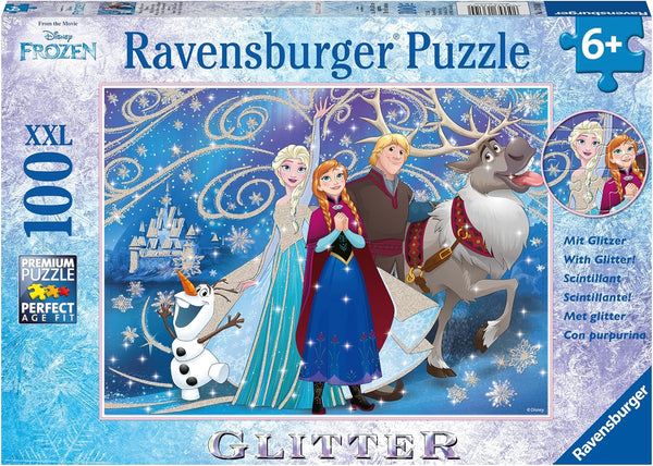 Ravensburger Puzzle pentru copii - 13610 Frozen - Zăpadă strălucitoare - Disney Frozen Puzzle pentru copii de la 6 ani, cu 100 de piese în format Xxl, cu sclipici