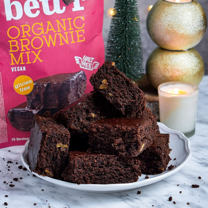 Bettr Organic Brownie Mix - Negrese organice, vegane și fără gluten cu aromă bogată de cacao, 6 x 400 grame