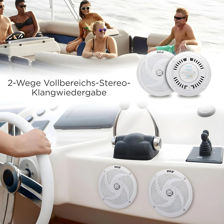 Pyle Outdoor Lautsprecher Boxen, Musikbox – Marine Speaker, Outdoor Box – Wasserdichte Box Outdoor 240W Als Auto Lautsprecher Oder Boot Marine Lautsprecher Als 2-Wege-Lautsprecher Passiv in Weiß
