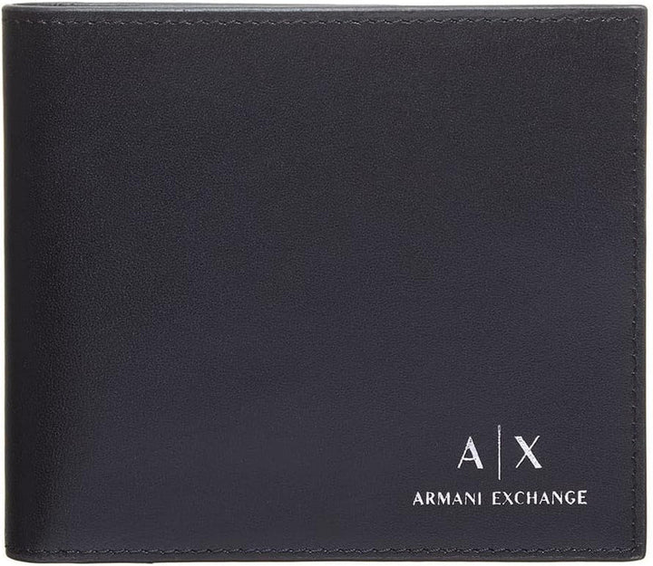 Armani Exchange Men's Essential Plain Leather, 2 pezzi Gift Set Wallet&Keychain, Portofel Barbati Naty Shop Titlu implicit